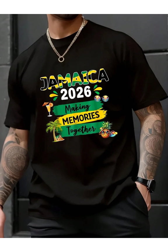 Jamaica 2026 Vacation Trip Matching Family Squad Group T-Shirt - 100% Cotton Graphic Tees Men,Relaxed Fit Clothing For All Seasons
