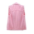 thumbnail image 2 of Luiryar Women's Crop Distressed Ripped Jean Vests Classic Sleeveless Jean Vest Jackets With Flap Pockets, 2 of 9