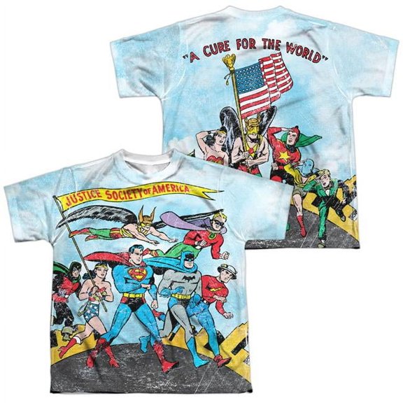 Jla - World Cure (Front/Back Print) - Youth Short Sleeve Shirt - Medium