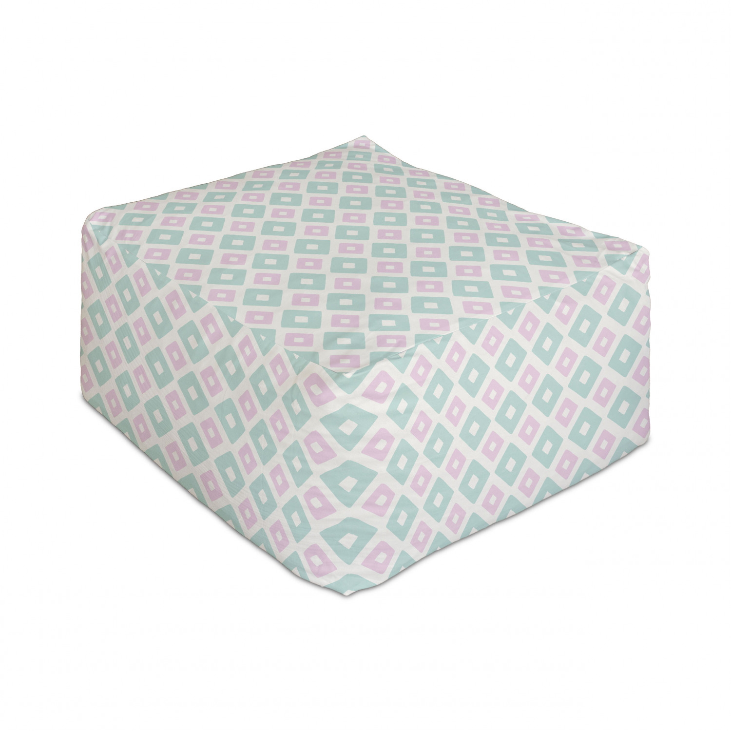Abstract Rectangle Pouf, Soft Toned Geometric Diamond Shapes with Inner ...
