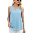 thumbnail image 3 of Asklazy Women's Tank Tops Sleeveless Chiffon Blouse Business Casual Flowy Tops for Women,Mother's Day,Light Blue,L, 3 of 7