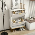 thumbnail image 2 of Shoe Cabinet Storage for Entryway, Tipping Shoe Cabinet with 2 Flip Drawers Fluted Panel, Narrow Shoe Rack for Living Room, 2 of 10