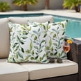 thumbnail image 5 of Sage Green Leaf Pillow Covers 2 Pack Green Eucalyptus Leaves Pillowcase Waterproof Outdoor Throw Pillow Cover for Patio Garden Square Cushion 24”x24”, 5 of 9
