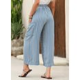 thumbnail image 3 of Women's Summer Wide Leg Palazzo Pants - High Waist, Striped, Flowy & Comfy with Pockets - Casual Beach, Lounge, Travel Outfit, 3 of 6