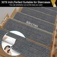 thumbnail image 3 of Findosom 15pcs 30''X8'' Non-Slip Stair Treads Indoor Carpet Stair Runners Set Self Adhesive Stair Grips Edging Stair Rugs Safety Mats for Dogs, Kids & Elders Gray Stripe, 3 of 10