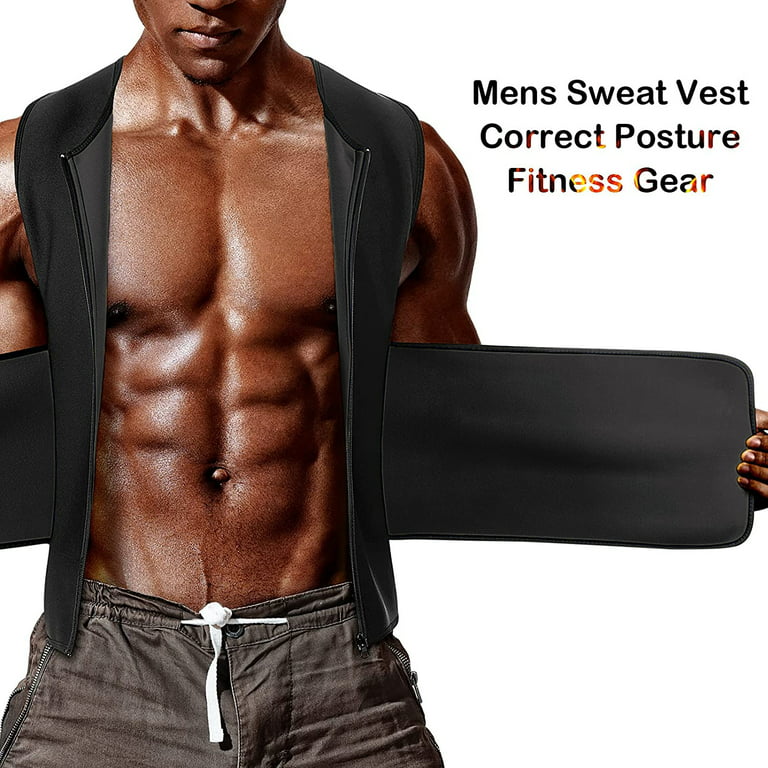 COMFREE Sauna Shirt for Men Waist Trainer Sweat Vest Zipper Body Shaper  with Adjustable Tank Top 