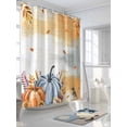 thumbnail image 3 of Fall Shower Curtain Blue Pumpkin Leaves Shower Curtains for Bathroom Thanksgiving Decor, Waterproof Polyester Shower Curtain Set with Hooks, Standard Size 72" x 72" Orange White Vintage, 3 of 6