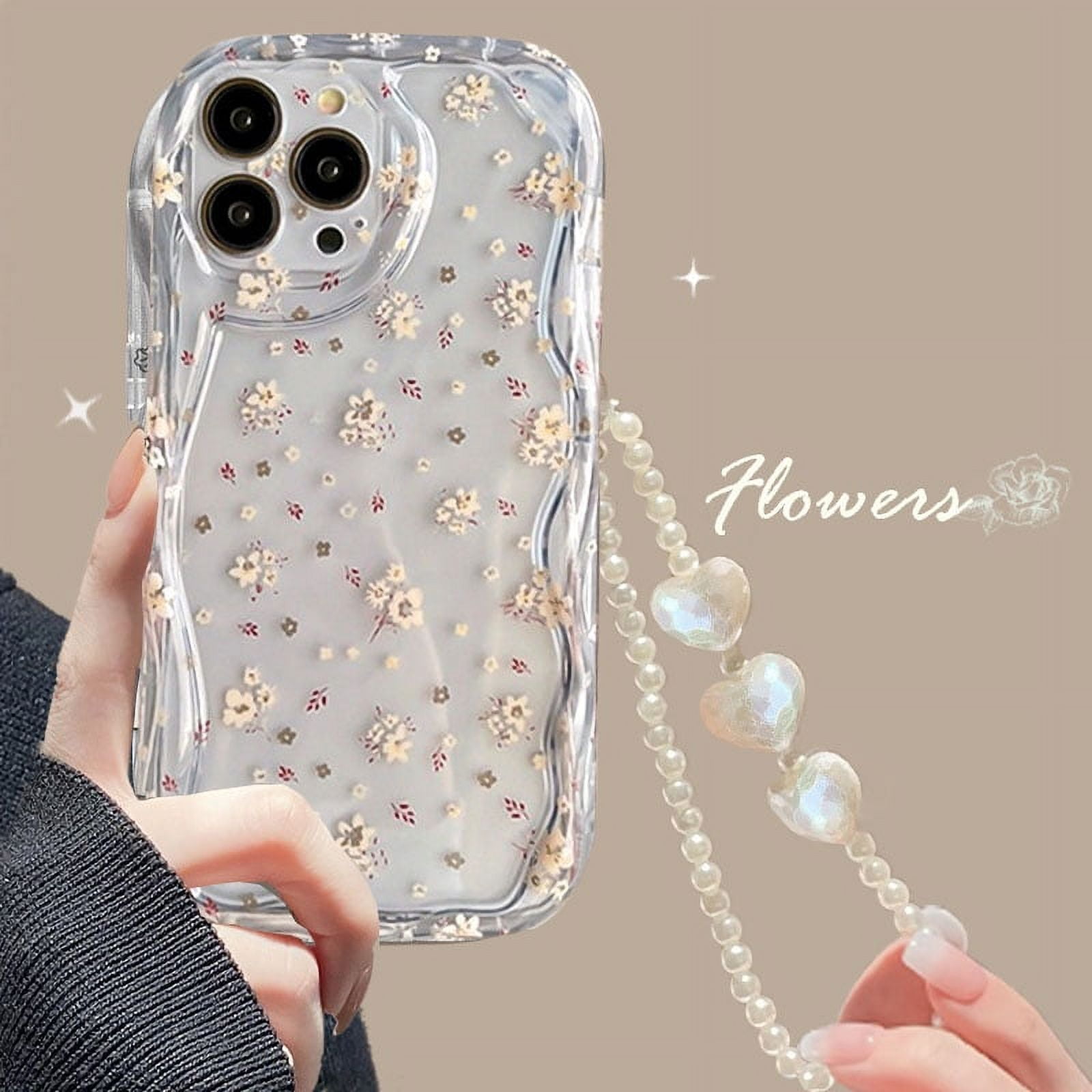 3D Flower Pearl Chain Phone Case For Xiaomi Redmi Note 12 4G 9 8