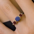 thumbnail image 4 of Gem Stone King 925 Sterling Silver and 10K Yellow Gold Blue Lapis and Red Garnet 3 Stone Engagement Ring for Women (1.85 Cttw, Cushion Cut 6MM and 4MM, Available in Size 5, 6, 7, 8, 9), 4 of 4