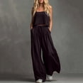 thumbnail image 2 of XUNKUSGA 2 Piece Sets for Women Casual Loose Square Neck Crop Tank Tops and Wide Leg Palazzo Pants Matching Sets Classic Summer Solid Color Women Sets,Brown,M, 2 of 10