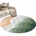 thumbnail image 2 of Round Area Rug 4ft,Sage Green Gradient Stripes Washable Carpet Non-Slip Runner Accent Rugs Indoor Floor Mat for Bedroom Living Room Decor,Summer Beach, 2 of 9