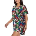 thumbnail image 2 of Lsque Mario Women's Short-Sleeved Pajama Set - 2 Piece Soft and Lightweight Sleepwear Set-Medium, 2 of 9
