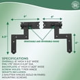 thumbnail image 3 of Black Wrought Iron Shutter Lift Off Pintle Hinges 6 1/2" L Colonial Pin Reversible Hinges forDoors, Window and Shutters w/Hardware Sold As Pair Pack of 6 Renovators Supply, 3 of 17