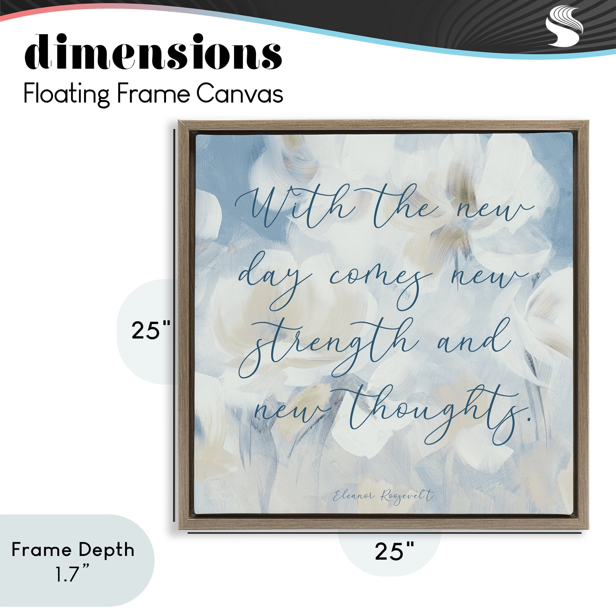 Stupell Industries Strength & New Thoughts Quote Brown Framed Floater Canvas Wall Art, design by Lanie Loreth