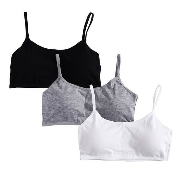 3x Soutien-Gorge de Sport pour Fille de la Puberté 4 Options Soutiens-Gorge d'Entraînement en Coton