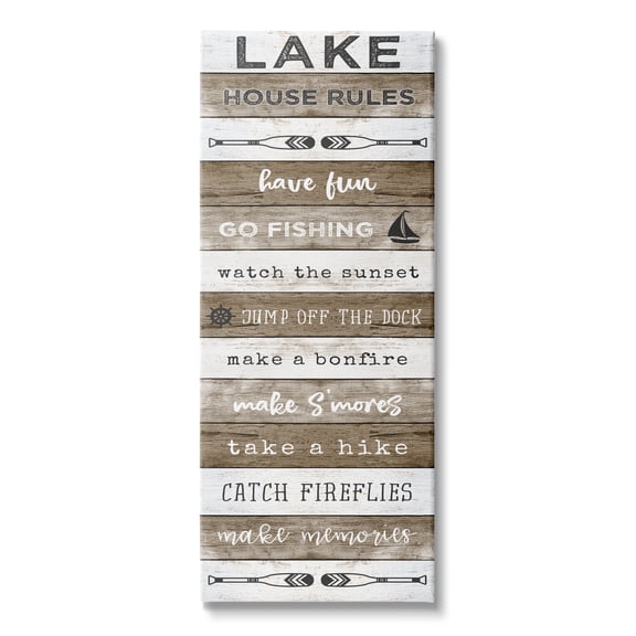 Stupell Industries Lake House Rules List Rustic Pattern Boat Oars, 10 x 24, Design by Natalie Carpentieri
