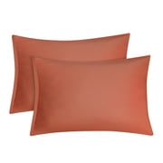 PiccoCasa 2 Pack 1800 Microfiber Pillow Case, Orange Zipper Closure 14"x20"