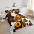 thumbnail image 3 of Erosebridal Highland Cow Bedding Set Queen Bull Cattle Comforter Set Brown Cowhide Bedding Sets & Collections Animal Theme Down Comforter Sunflower with Leaf Bed Set Decoratives Lightweight 3 Pieces, 3 of 5