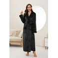 thumbnail image 5 of HEARTNICE Womens Long Fleece Robe Soft Plush Robes for Women Warm Bathrobes Comfy House Coat Full-length（Black, Small-Medium）, 5 of 5