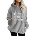thumbnail image 3 of Aboser Womens Sherpa Lined Flannel Hoodie Fuzzy Fleece Sweatshirt Trendy Heart Graphic Shirts Winter 2026 Warm Plush Pullover Tops Loose Casual Hoodies with Pockets, 3 of 7