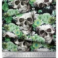 thumbnail image 2 of Soimoi Japan Crepe Satin Fabric Skull,Rose & Anemone Flower Print Fabric by The Yard 42 Inch Wide, 2 of 3
