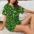 thumbnail image 4 of Fotbe Happy St. Patrick's day Conjunto de Pijama Estampado para Mujer, 2 Piezas, Ropa de Dormir con Camiseta de Manga Corta y Shorts Suaves-3X-Large, 4 of 6