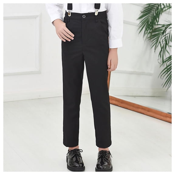 Boys School Uniform Chino Pants, Taper Stretch Dress Pants for Classroom Wear Big Kids 4-16 Years