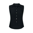 thumbnail image 4 of Mittory Linen Tank Tops for Women Cotton Gauze Button Down Shirts Casual Summer Sleeveless Collared High Low Hem Blouses, 4 of 6