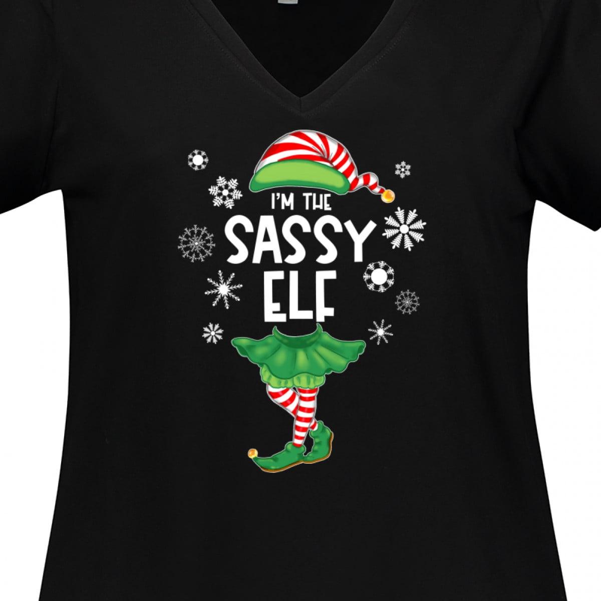 Inktastic Funny Christmas I'm the Sassy Elf with Shoes and Hat Women's Plus Size V-Neck T-Shirt