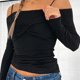 thumbnail image 3 of Top plisado Slim Fit Slash Neck Ladies Bodycon Top Color sólido Streetwear Outfit Hugtrwg Para estrenar, 3 of 7