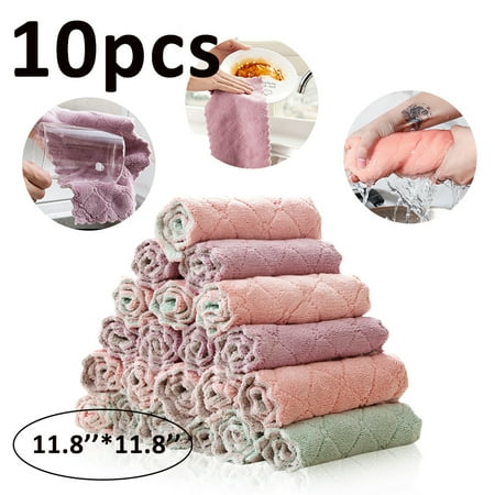 

OUSITAI Microfiber Cleaning Cloth Kitchen Towels - Double-Sided Microfiber Towel Highly Absorbent Multi-Purpose Dust and Dirty Cleaning Supplies for Kitchen Car Cleaning - Dish Towels (Pack of 10)