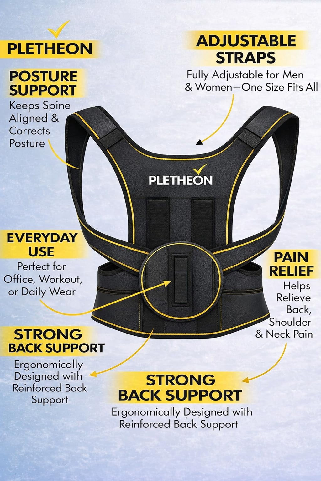 Adjustable Posture Corrector Belt for Men and Women Back Support Brace for Spine Alignment, Pain Relief & Shoulder Correction