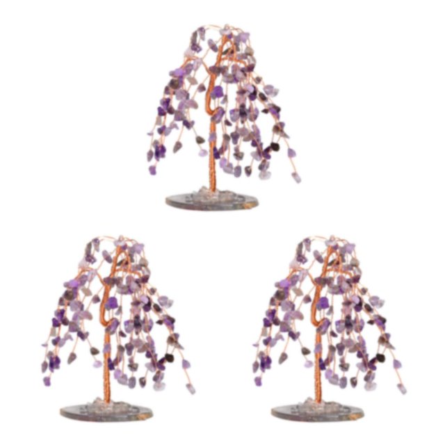 Decodeary Exquisite Tree Decoration - Good Wishes And Meaningful Home Or Office Ornament Safe Tree Desktop Purple 3Set