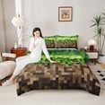 thumbnail image 4 of Castle Fairy Pixelated Blocks Miners Twin Comforter Sets,Plaid Video Game Bedding Set, 4 of 8