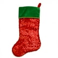 thumbnail image 2 of Northlight 20" Red Sequin Christmas Stocking with Green Velveteen Cuff, 2 of 3