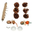 thumbnail image 3 of Parrot Pine Cones Stand Toy Rattan Balls Hemp Rope Weaving Wood Parrot Perch for Small Birds Budgies Cockatiels L, 3 of 5