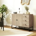 thumbnail image 2 of HOMCOM Buffet, Armoire de 42,5 Pouces avec Étagères et 3 Tiroirs Chêne, 2 of 10
