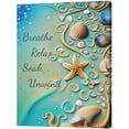 thumbnail image 2 of Beach Nautical Bathroom Wall Art Ocean Coastal Seashell Starfish Pictures Wall Decor Shell Breathe Relax Soak Unwind Canvas Painting Prints Modern Artwork Home Decor for Bedroom Living Room 12"x16", 2 of 6