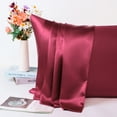 thumbnail image 4 of PiccoCasa Satin Pillowcases for Skin Set of 2, Zipper Closure Burgundy Queen, 4 of 7