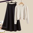 thumbnail image 2 of DHFJKG Women's 2 Piece Skirt Sets Spring Outfits Long Sleeve Crewneck Knitted Sweater Casual Long Skirt Casual Travel Soft Outfit, 2 of 5