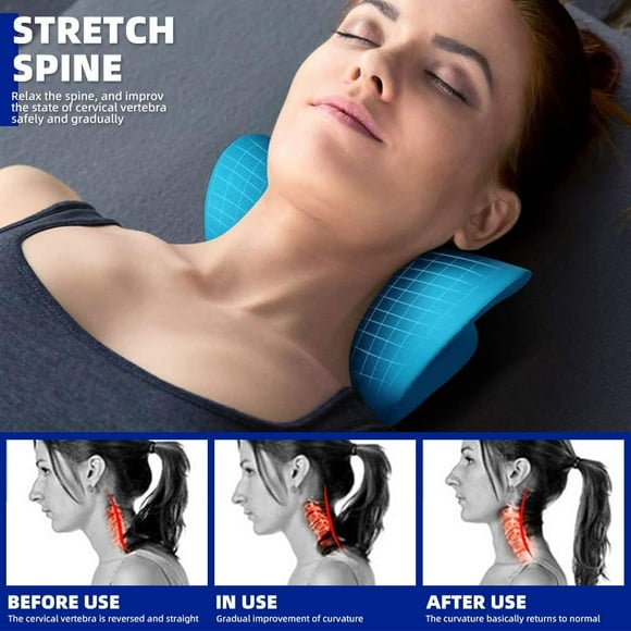 Neck Stretcher for TMJ and Neck Pain Relief and Cervical Spine Alignment, Neck and Shoulder Relaxer, Cervical Traction Device for Neck Muscle Relax blue