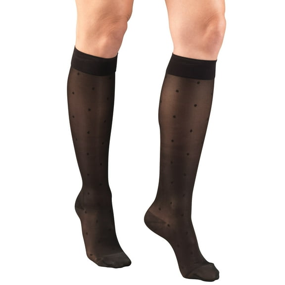 Truform Women's Stockings Knee High Sheer Dot Pattern: 15-20 mmHg XL BLACK (1782BL-XL)