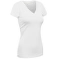 thumbnail image 3 of Essential Basic Women's Plain Short Sleeve T-Shirt V-Neck Top Junior & Plus Sizes, 3 of 3