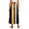 thumbnail image 6 of High Waisted Striped Maxi Skirt, Casual Flowy Side Slit Long Skirt with Pockets, Elastic Waist Drawstring Summer Beach Bottoms, 6 of 6