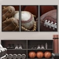 thumbnail image 2 of wall26 Framed Canvas Print Wall Art Set Baseball, Mitt, Football &amp; Basketball Sports Athletes Photography Realism Contemporary Scenic Colorful for Living Room, Bedroom, Office - 16"x24", 2 of 5