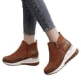 thumbnail image 4 of Bnwani Womens Boots,Winter Boots,Round Toe,Zip-Up,Wedge,Cozy,Brown,35(US:5), 4 of 6