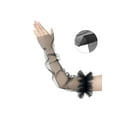 thumbnail image 3 of INSPIRE CHIC Women's Long Ruffle Tulle Cuff Sleeves Mesh Sheer Arm Cover Fingerless Gloves for Wedding 1 Pair Black One Size, 3 of 6