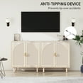 thumbnail image 5 of LFGUIZO 29.7" Rattan Accent Sideboard Buffet Cabinet with 2 Arched Doors and 1 Adjustable Shelf Dining Room Coffee Bar Station or Entryway Kitchen Natural, 5 of 7