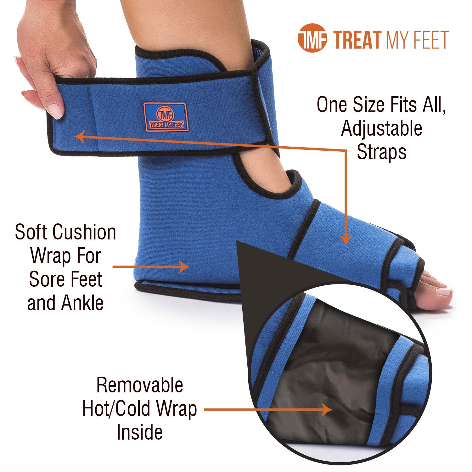 Foot & Ankle Pain Relief Hot/Cold Boot Foot Wrap - Effectively Relieve Foot and Ankle Aches & Pains Using Compression Gel Wrap - Heated or Cooled, Extra Ice Pack, For Men and Women - FDA Registered