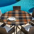 thumbnail image 6 of Round Table Cover 55-60 Inch Orange Blue Plaid Waterproof Reusable Table Cloth Round Fitted Vinyl Tablecloth with Elastic Edged for Parties Outdoors, Farmhouse Checkered Buffalo Fall, 6 of 9